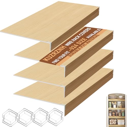 Wire Shelf Covers Set of 4, 28x20x3 in, Durable PVC Shelf Cover for Wire Shelving Pantry, Kitchen Faux Wood Rack Covers, Moisture-Resistant & Easy-to-Clean Organizer Liners, Original Wood