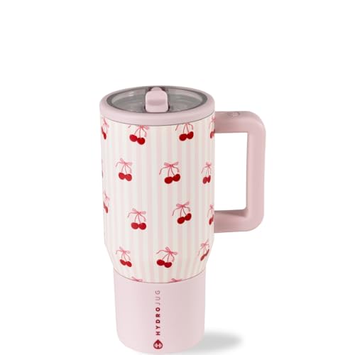 HydroJug Kids - 20 oz Insulated Kids Water Bottle with Flip Straw & Handle | Leak-Proof & Durable | Perfect for School, Sports, Lunch, Travel & Camp, Sweet Cherry