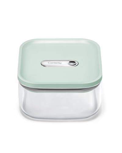 Caraway 1qt Glass Airtight Food Storage Container with Lid  Non-Toxic, BPA-Free Kitchen Storage Container  Stackable, Space-Saving Airtight Container for Dry Goods and More - Mist