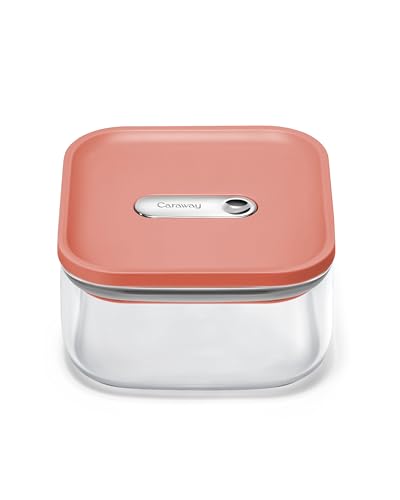 Caraway 1qt Glass Airtight Food Storage Container with Lid  Non-Toxic, BPA-Free Kitchen Storage Container  Stackable, Space-Saving Airtight Container for Dry Goods and More - Perracotta