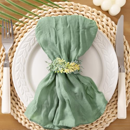 Socomi Green Cheesecloth Napkins Sage Fall Thanksgiving Cheese Cloths Gauze Set of 100 Boho Washable Dinner Table Napkins for Wedding Party Baby Shower Birthday Party Decor