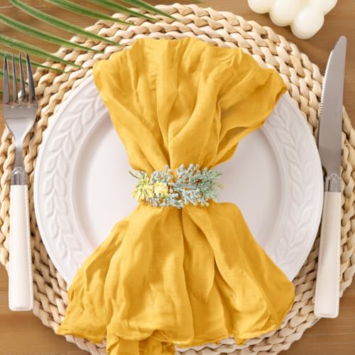 Socomi Gold Yellow Cheesecloth Napkins Fall Thanksgiving Cheese Cloths Gauze Set of 100 Boho Washable Dinner Table Napkins for Wedding Party Baby Shower Birthday Party Decor
