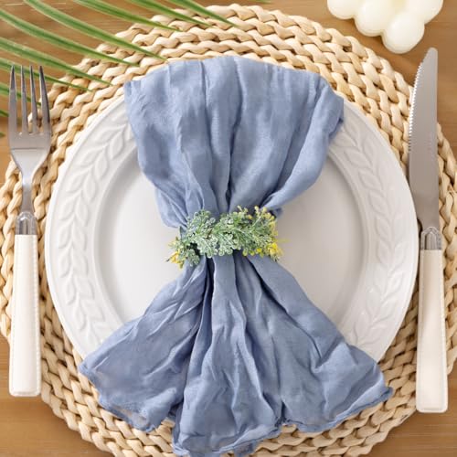 Socomi Dusty Blue Cheesecloth Napkins Fall Thanksgiving Cheese Cloths Gauze Set of 100 Boho Washable Dinner Table Napkins for Wedding Party Baby Shower Birthday Party Decor