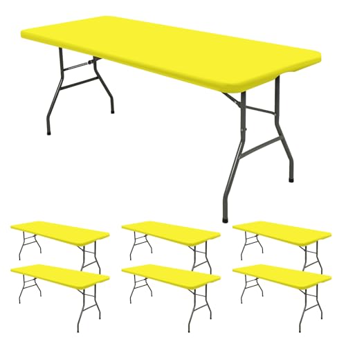 REWOMC 6 Pack Fitted Tablecloth (Yellow)