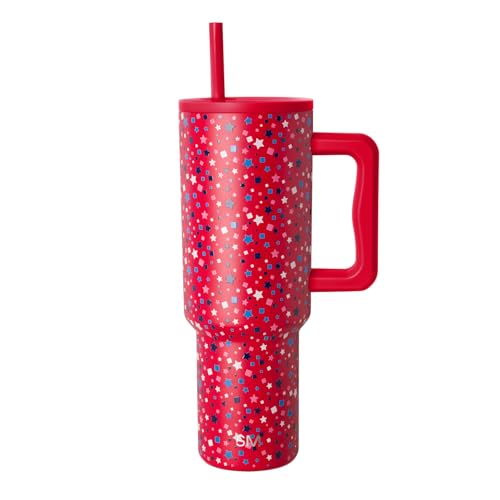 Simple Modern 4th of July 40 oz Trek Tumbler with Handle and Straw Lid | Cup Holder Friendly Insulated Stainless Steel Travel Mug | Star Speckled Banner