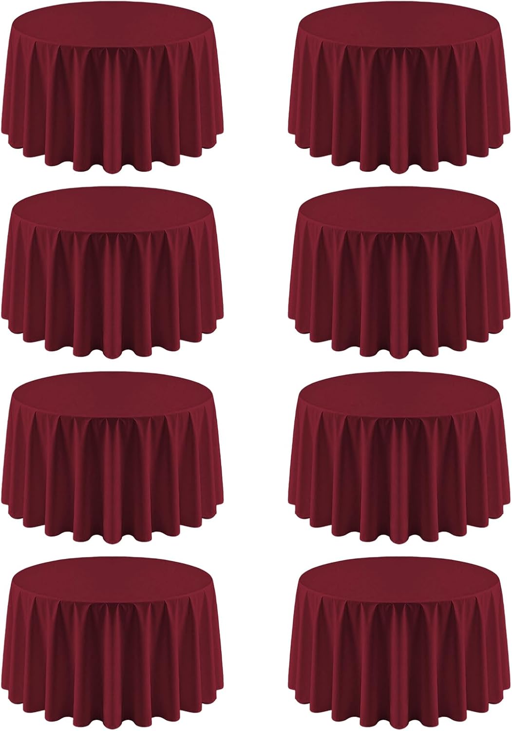 8 Pack Round Tablecloth 90 Inch Burgundy Tablecloth for Round Tables, Washable Polyester Table Cloth Stain and Wrinkle Resistant Decorative Table Cover for Wedding Party Dining Banquet