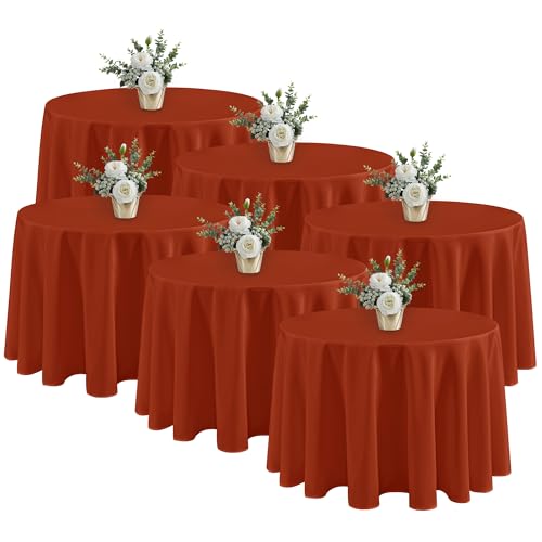 Fitable 6 Pack Rust Round Table Clothes - 90 Inches