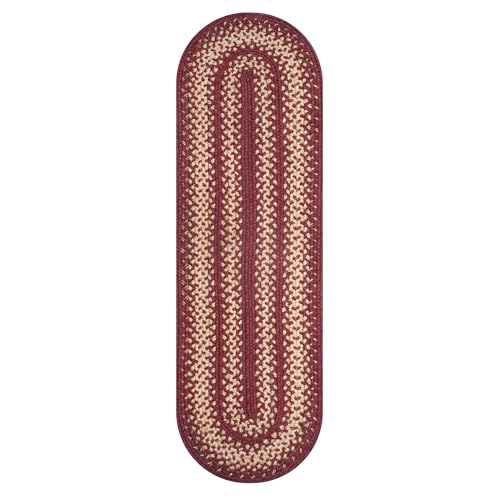 Autumn Maple Burgundy and Tan Oval Table Runner 11x36, Jute - Rustic Primitive Decor for Dining Table, Easy to Clean