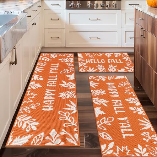 Ileading Fall Kitchen Rugs Set (Hello Fall)