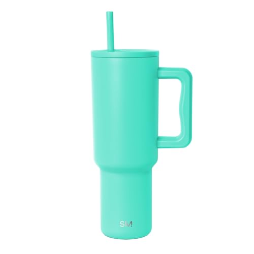 Simple Modern 40 oz Trek Tumbler with Handle and Straw Lid | Cup Holder Friendly Insulated Stainless Steel Travel Mug | Tropical Wave