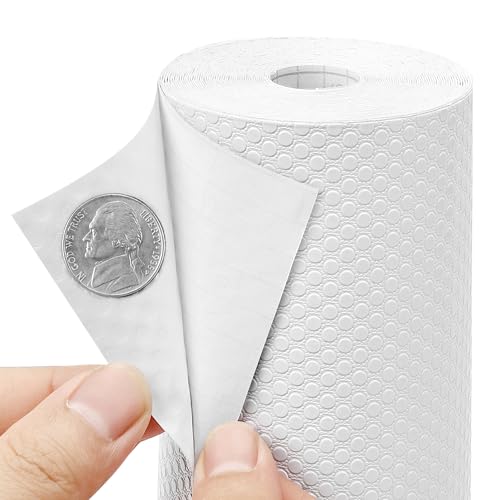 PABUSIOR Self-Adhesive Kitchen Cabinet Liner: Waterproof Peel and Stick Under Sink Mat 22 Inch x 24 FT - Removable Non-Slip Large Drawer Shelf Paper for Cupboard White