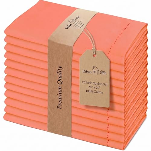 Urban Villa Cloth Napkins Hemstitch Orange