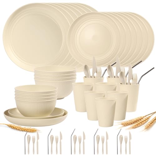 Dotpilgo 64‑Piece Wheat Straw Set