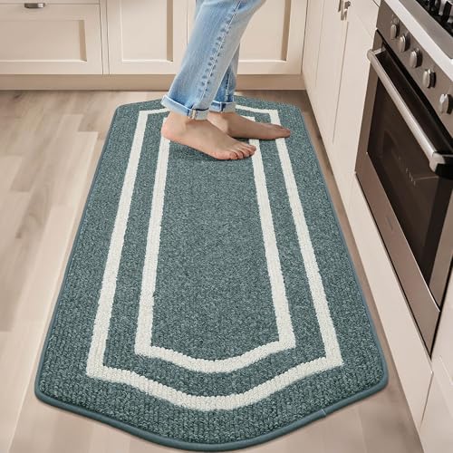 COSY HOMEER Kitchen Rugs and Mats 24"x59" Non Slip Kitchen Mats for Floor Washable Kitchen Runner Rug Stain Resistant Standing Mat for Kitchen,Sink,Polypropylene,Lake Blue