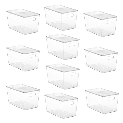 Vtopmart 10 Pack Clear Stackable Storage Bins with Lids,XLarge Plastic Containers with Handle for Pantry Organizer and Storage,Perfect for Kitchen,Fridge,Cabinet, Closet,Bathroom Organization