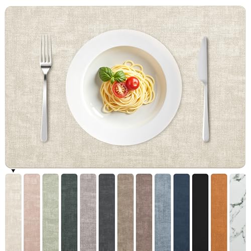 FROMHEART Faux Leather Placemats Set of 8