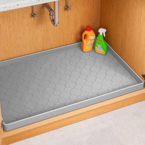 Jin&Bao Waterproof Under Sink Mat 40x19 for Kitchen and Bathroom, Thicken Cabinet Protector and Kitchen Shelf Liner, Organizer and Storage, Multipurpose Mat for Pets, Coffee Area, and Shoe Entryway