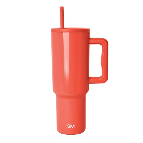 Simple Modern 40 oz Trek Tumbler with Handle and Straw Lid | Cup Holder Friendly Insulated Stainless Steel Travel Mug | Flame