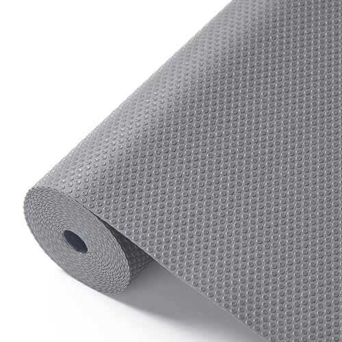 100% EVA Shelf Liner for Kitchen Cabinet, 24" x 120" Drawer Liners Non Adhesive Non Slip Waterproof Plastic Paper, Dresser Pantry Bathroom Refrigerator Protector, Grey