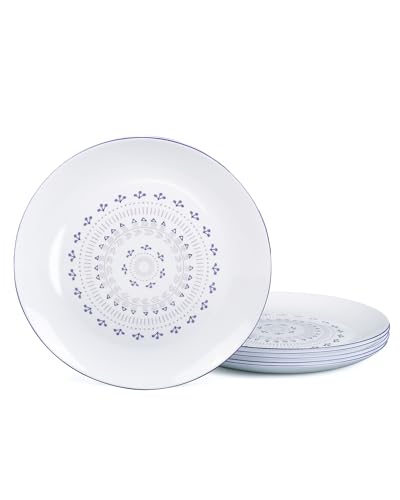 10.5 inch Dinner Plate Set of 6, Lightweight Round Opal Glass Dinnerware Plates, Dishwasher and Microwave Safe, Lavender Purple