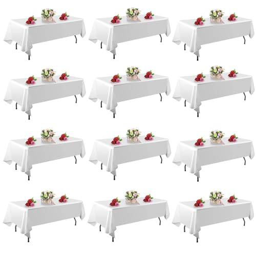 FINDYOU 12 Pack White Table Cloth 60 x 102"