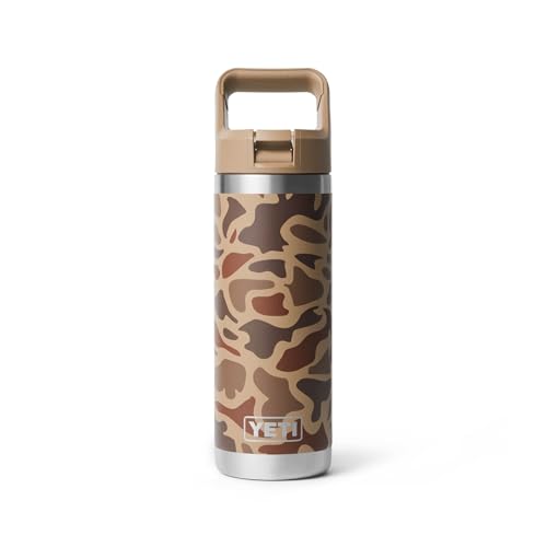 YETI Rambler 18 oz Bottle, Vacuum Insulated, Stainless Steel with Straw Cap, Wetlands Camo