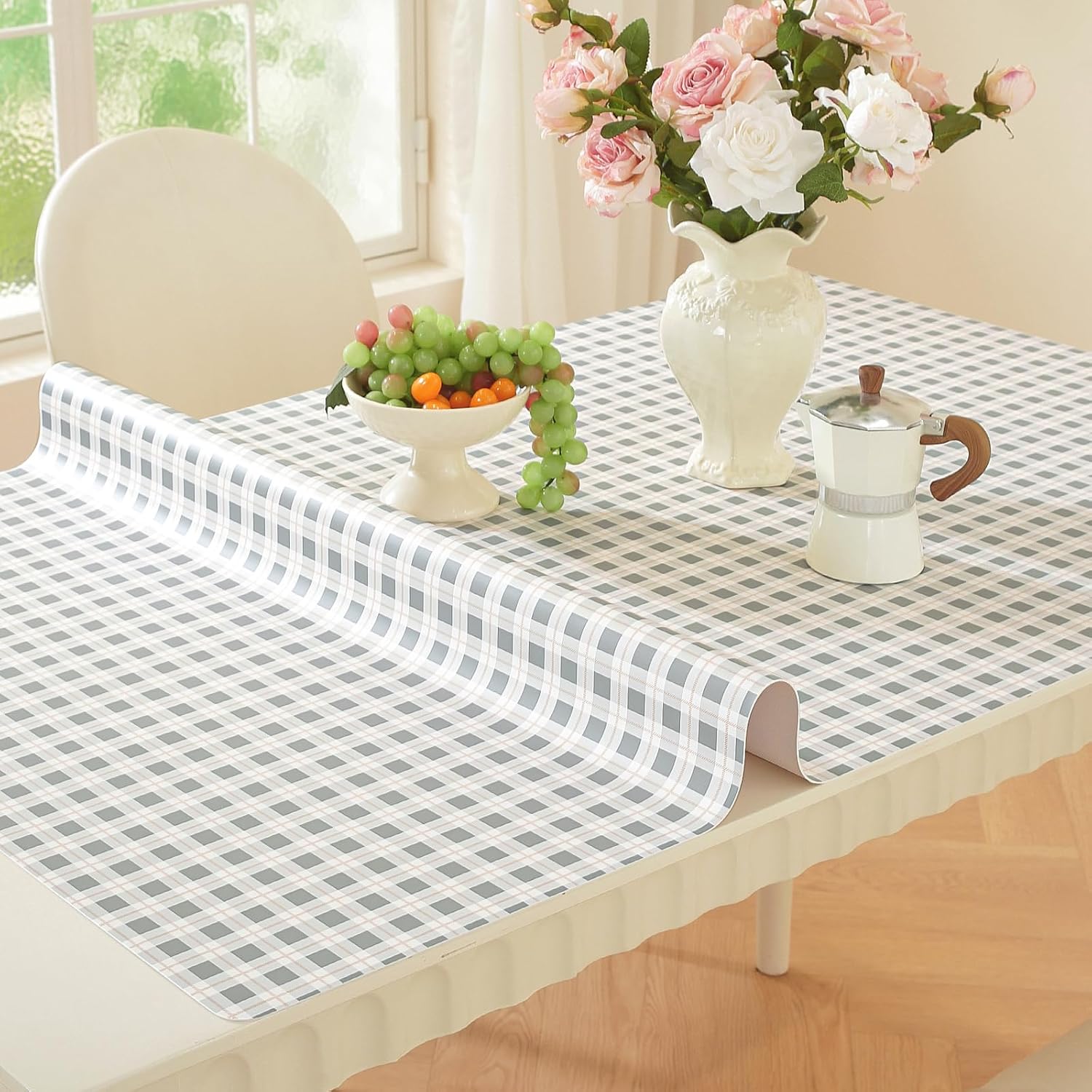 LovePads Skin-Friendly Table Protector 42 x 78 Inch, Thick Plastic Table Cover, Table Protector for Dining Room Table, Vinyl Tablecloth Desk Pad Mat for Kitchen, Dresser, Writing Desk, 24h Oil-Poof