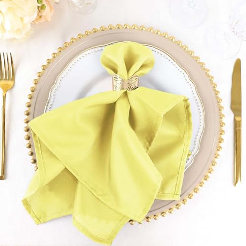 Efavormart Cloth Napkins Set of 100, 20x20 Inch Yellow Violet Seamless Dinner Napkins, Washable Linen Table Napkin Cloth with Hemmed Edges for Weddings, Party and Banquet