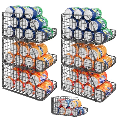 X-cosrack 6Pack Stackable Can Rack Organizer for Kitchen Pantry,Max Can Storage Holder,Durable Can Dispenser & Canned Goods Organizer for Various Ounces of Canned Food Soda Drinks, 2 Pack 3-Tier