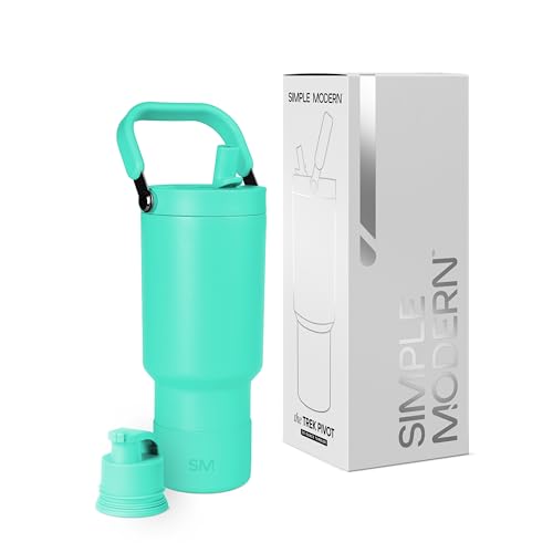 Simple Modern Trek Pivot | 30oz Flip Straw Tumbler with Handle | Water Bottle & Boot | Interchangeable Straw & Chug Lids | Insulated Stainless Steel Jug | Gym Sports Outdoors | Tropical Wave