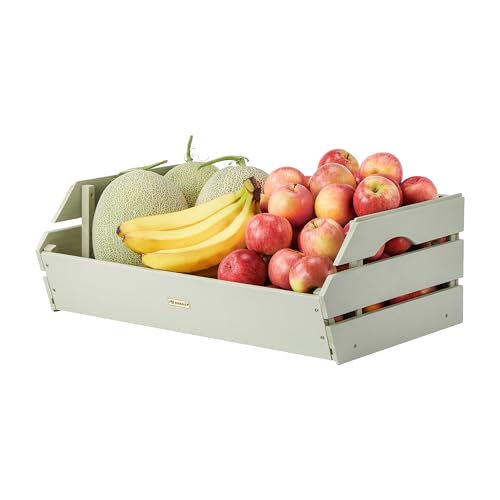 HABAU Wood Potato Onion Storage Bins - Wooden Stackable Produce Basket - Fruit Vegetable Storage for Kitchen Pantry Organization