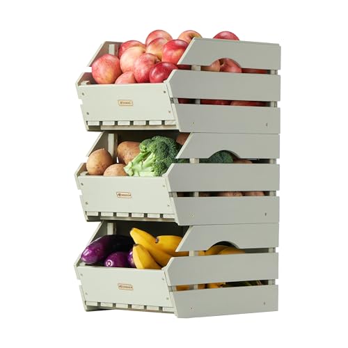 HABAU Wooden Stackable Storage Bins (3-Pack)