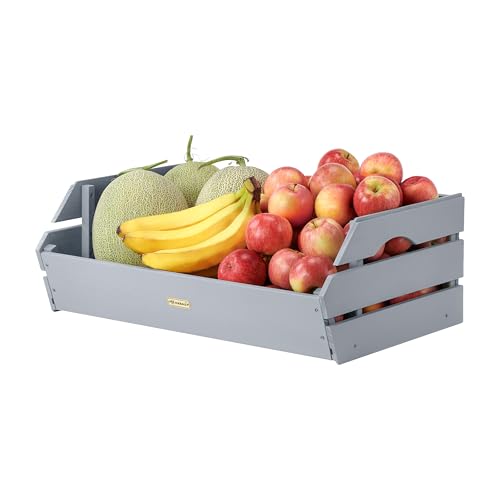 HABAU Wood Potato Onion Storage Bins - Wooden Stackable Produce Basket - Fruit Vegetable Storage for Kitchen Pantry Organization