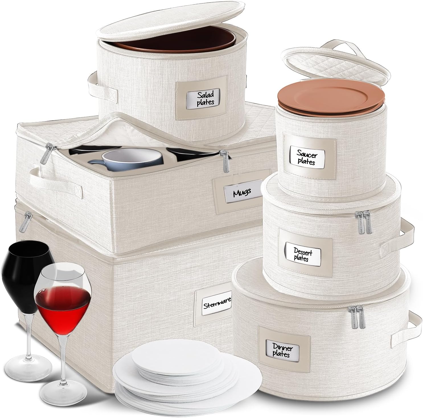 Hearth & Harbor Fine China Storage Containers (Cream)