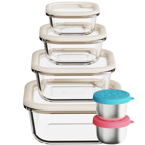COSYSHINY Glass Food Storage Containers (Silicone Lids)