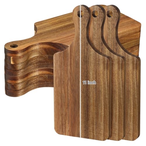 Patelai 10 Pack Thicken Bamboo Cutting Board Bulk Acacia Wood Chopping Unfinished Crafts Serving Charcuterie Boards for DIY Wedding Housewarming Gift (Acacia Wood)