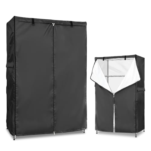 Wire Rack Covers,Heavy Duty 600D Dustproof Waterproof Storage Rack Covers for Metal Shelves,Storage Shelf Cover with Zipper for Wire Shlef,36''W x 14''D x 71''H,Black