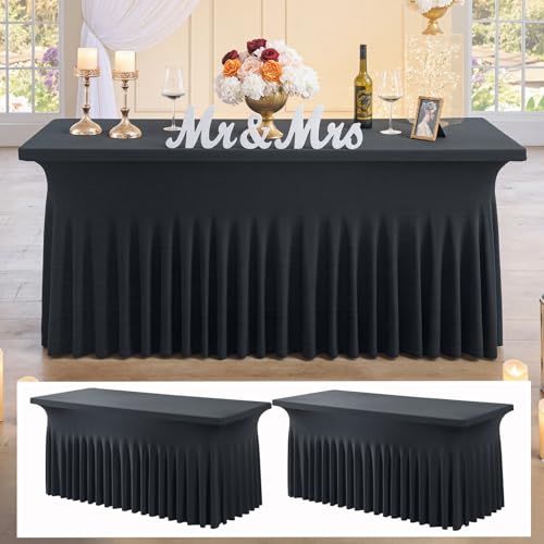 NSSONBEN 2 pk Black Spandex Tablecloth 4ft