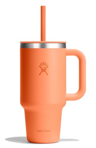 Hydro Flask 32 Oz Travel Tumbler with Handle, Lid and Straw - Insulated Stainless Steel in 32 Oz Nectar Orange