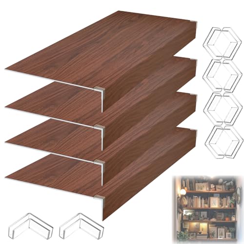 Wire Shelf Covers 4Pcs, 38x9x1.6 in, Durable PVC Shelf Cover for Wire Shelving Pantry, Kitchen Faux Wood Rack Covers, Moisture-Resistant & Easy-to-Clean Organizer Liners, #3 Peach Wood