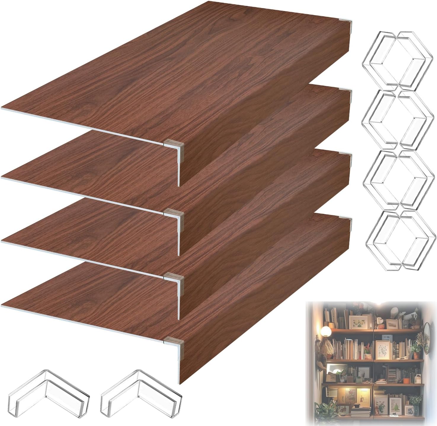 Wire Shelf Covers 4Pcs, 23x14x2 in, Durable PVC Shelf Cover for Wire Shelving Pantry, Kitchen Faux Wood Rack Covers, Moisture-Resistant & Easy-to-Clean Organizer Liners, #3 Peach Wood