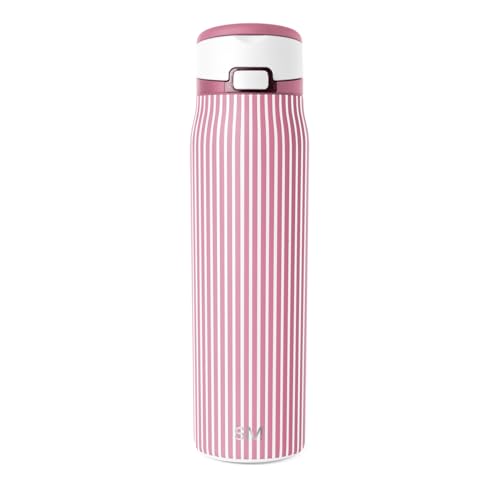 Simple Modern Mesa Loop Water Bottle with Covered Straw and Handle | 30oz Cup Holder Friendly Insulated Stainless Steel Bottles for Travel, Sports and School | Rose Stripes
