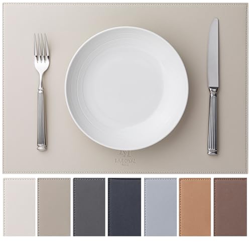 Faux Leather Placemats Set of 12 Vinyl Washable Wipeable Table Mats for Kitchen Dining Table Heat Resistant Waterproof Modern Indoor/Outdoor Placemats Non-Slip Easy Clean Place Mat Cream White