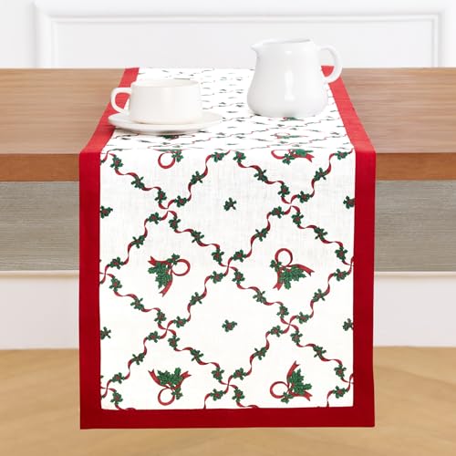 Solino Home 100% Pure Linen Christmas Table Runner