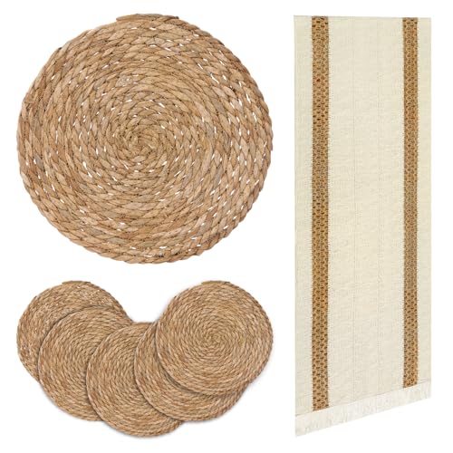 Niviy Round Woven Placemats Set & Runner