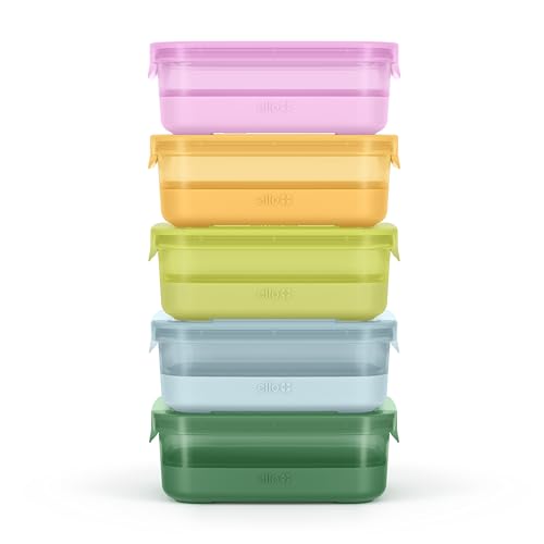 Ello Plastic Meal Prep Set BPA Free Plastic Food Storage Container with Silicone Boot and Airtight Lids, Dishwasher, Microwave, and Freezer Safe.