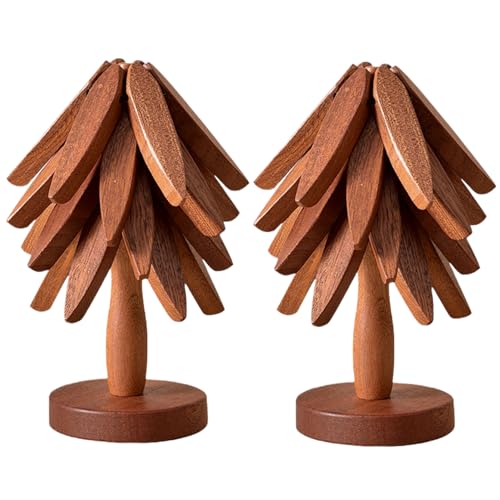 Natural Foldable Black Walnut Wooden Trivet Set