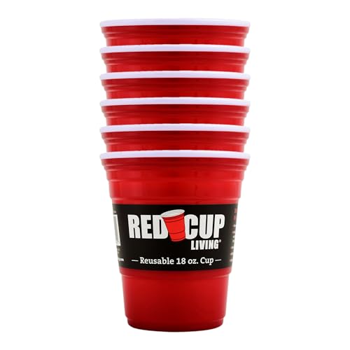 Red Cup Living 18oz Tumbler Cups  Reusable Plastic Drinking Glasses, Unbreakable Everyday Kitchen Cups, Travel Coffee Tumbler for Hot & Cold Drinks (6)
