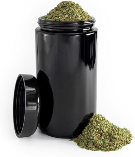 Infinity Jars Classic UV Glass Jar 500ml (17 fl oz) Airtight, Durable Black Refillable Screw-Top Container for Coffee, Spices, Tea, Dried Goods, Kitchen Pantry Jars (5)